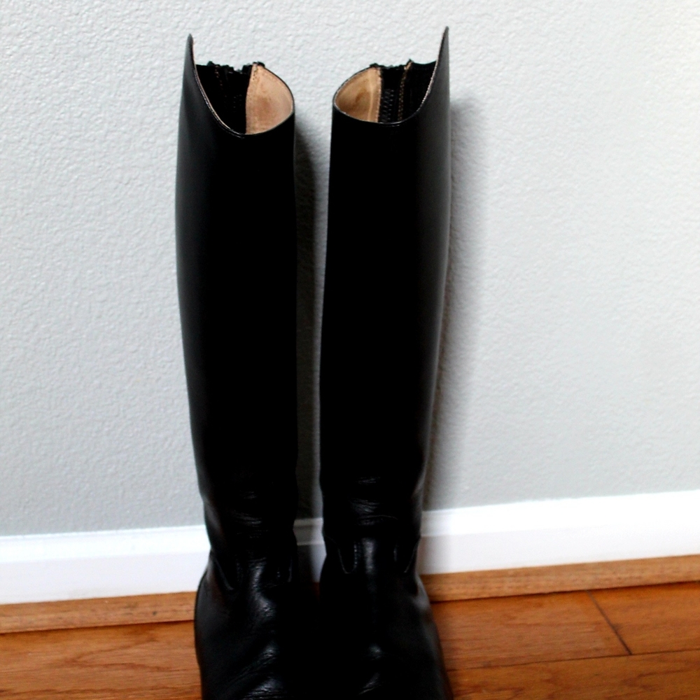 Black leather dressage riding boots